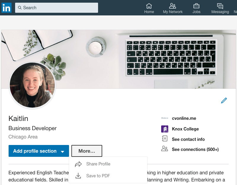 how to download resume from linkedin profile