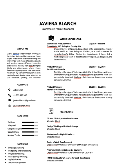 online edit resume template